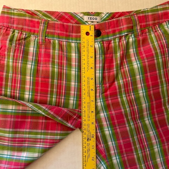 IZOD Bermuda pink & green plaid women’s shorts Sz-8. X18 - Picture 9 of 9
